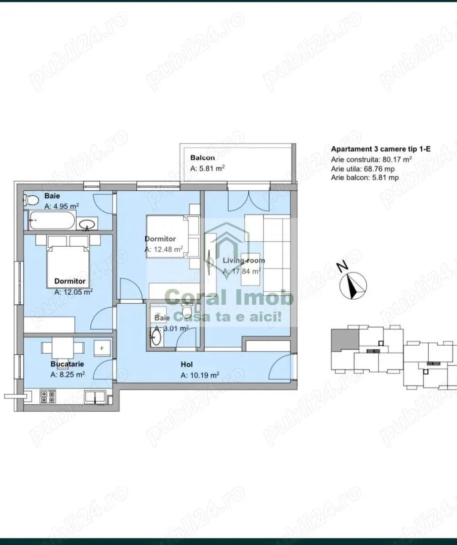 Vand apartament 3 camere - Poză 6