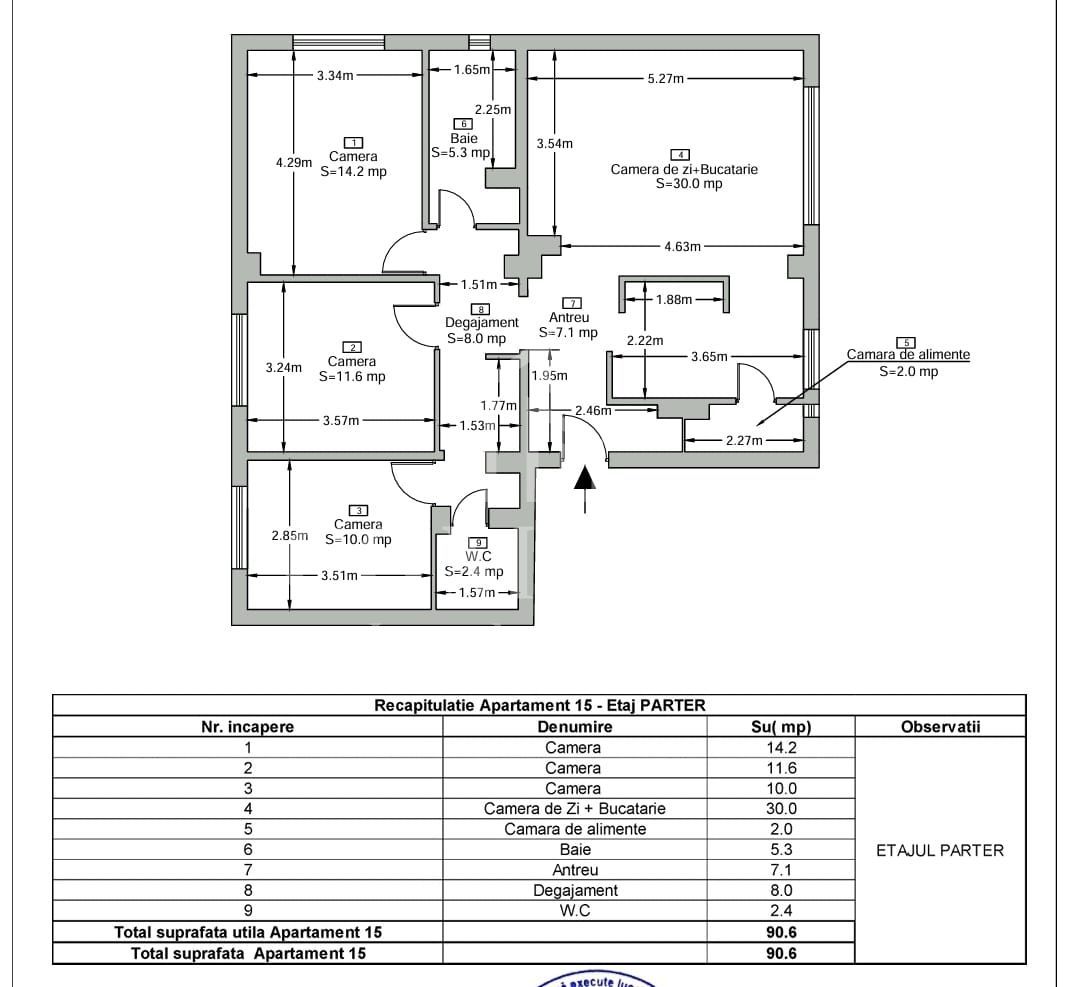 Apartament 4 camere decomandate la cheie zona Arinilor Mănăștur - Schiță 21