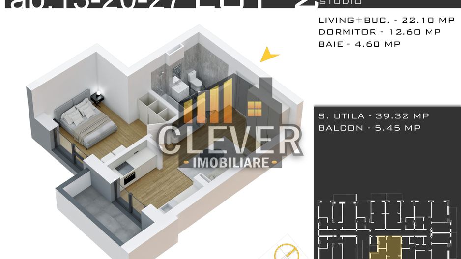 Studio, Încălzire în Pardoseală - Parcare GRATUITĂ - Pallady - Schiță 9