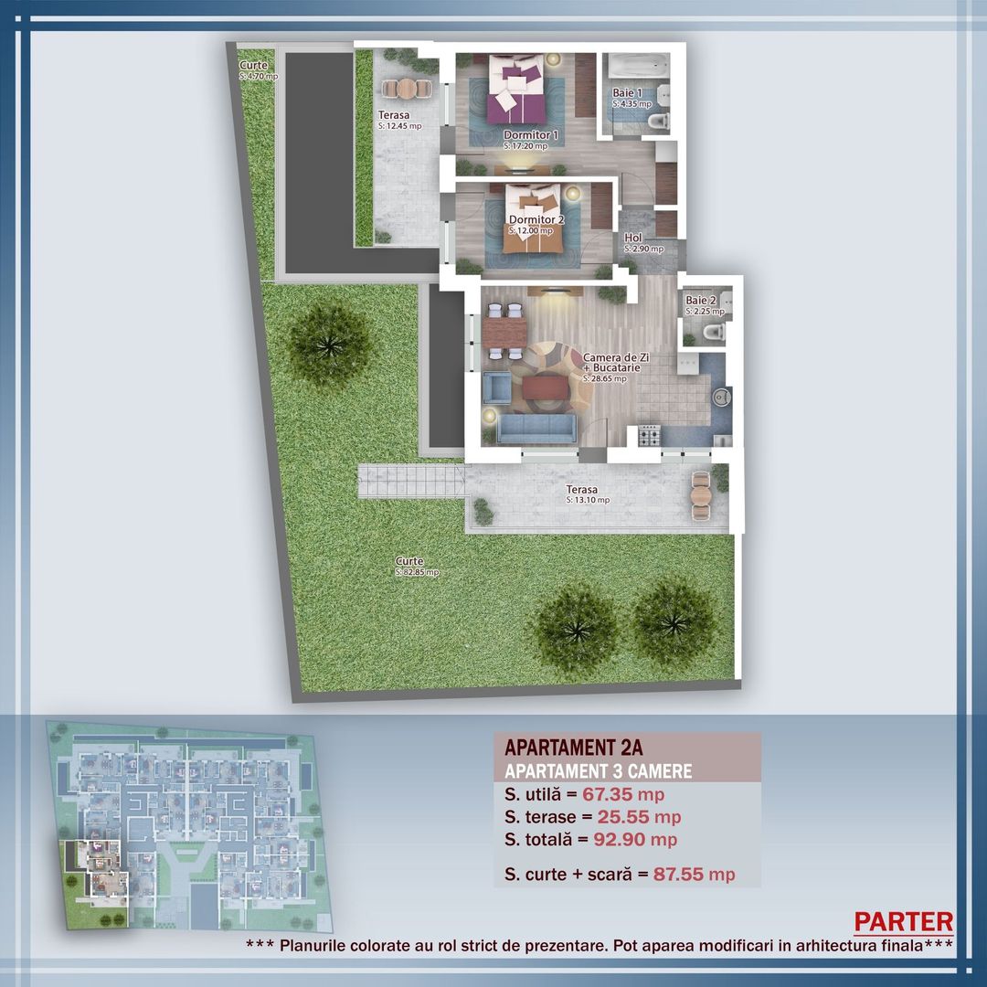 Oferta Lansare 3 camere cu gradina incalzire pardoseala - Schiță 2