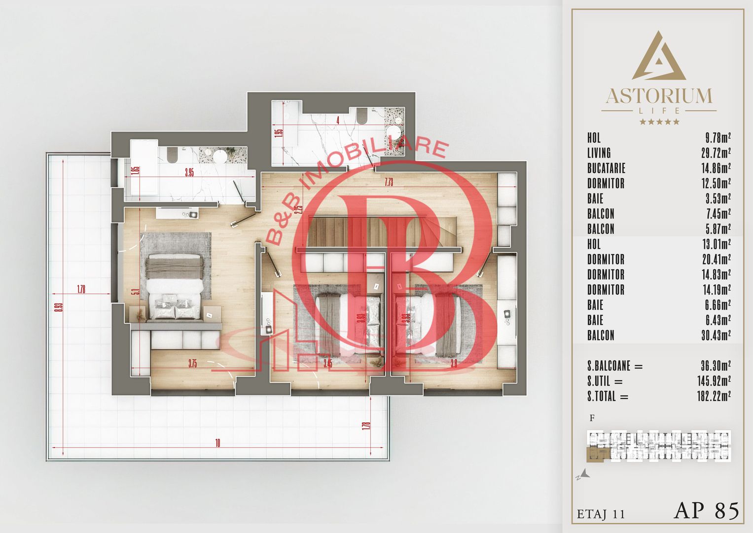 4 camere Duplex  Proiect Premium Titan Pallady - Schiță 6