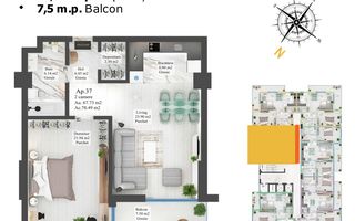 Apartament cu 2 camere de vânzare, Carpathia - Schiță 9