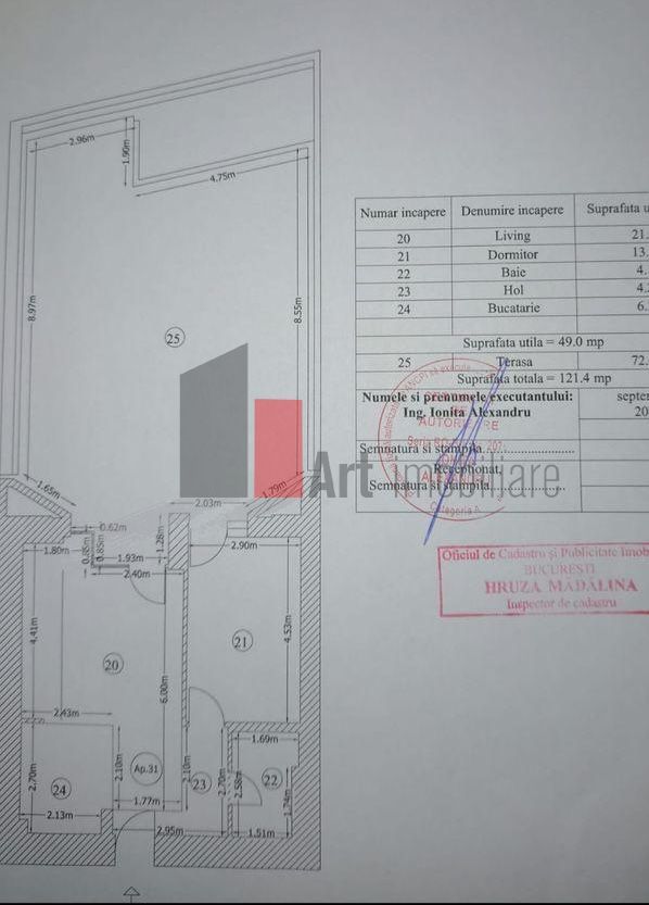 APARTAMENT 2 CAMERE PREMIUM CU TERASĂ DE 72 MP, LÂNGĂ PARCUL CINEMA FLOREASCA - Schiță 13