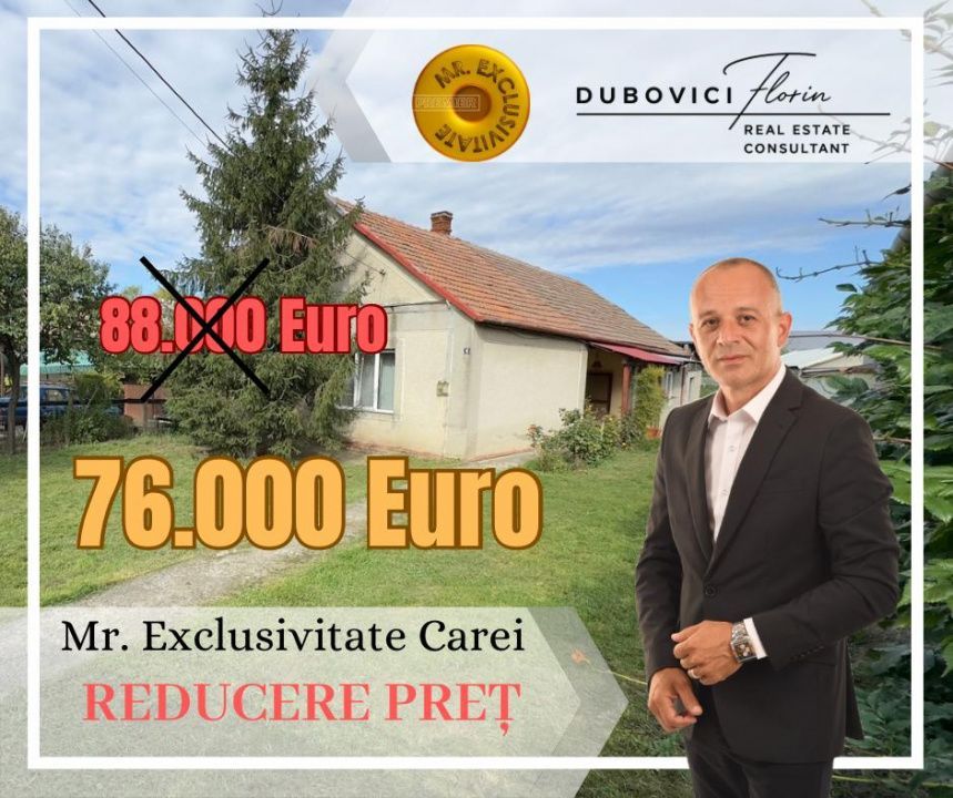 Casă 3 camere, Teren 3.263 mp, Str.Mărășești Nr.16 -Carei-Comision 0% cumpărător - Poză 1