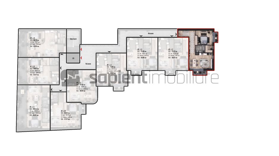 De vânzare apartament 2 camere, ultracentral, semifinisat - Poză 2