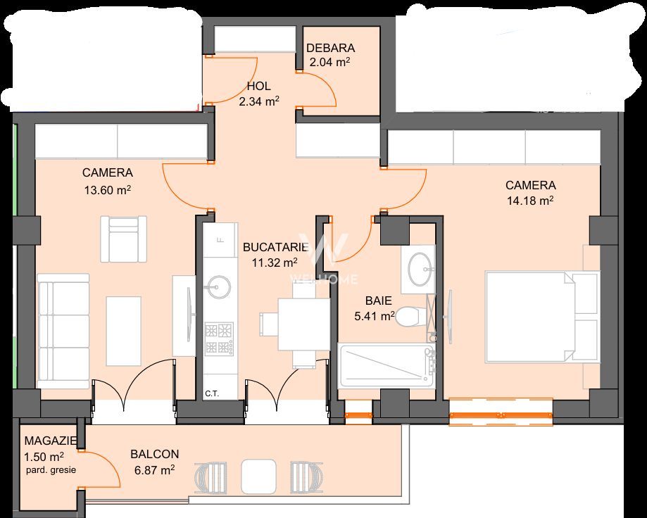 Apartament cu 2 camere si avans doar 5% - zona Doamna Stanca - Sibiu - Schiță 5