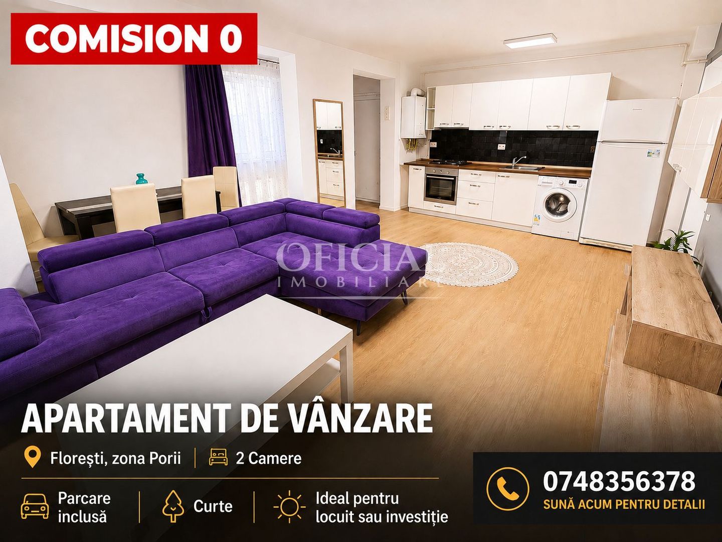 Apartament 2 camere | Renovat | Curte | Parcare | Porii | Floresti - Poză 1