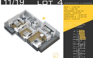 3 camere decomandat Titan Pallady  Metrou Nicolae Teclu - Schiță 11