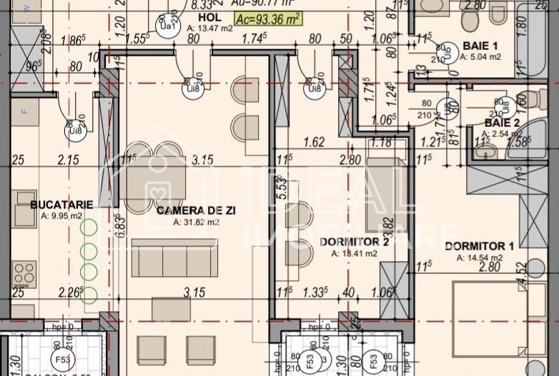 Apartament generos de 3 camere cu balcon,  91 mp utili, zona Turnisor - Schiță 11