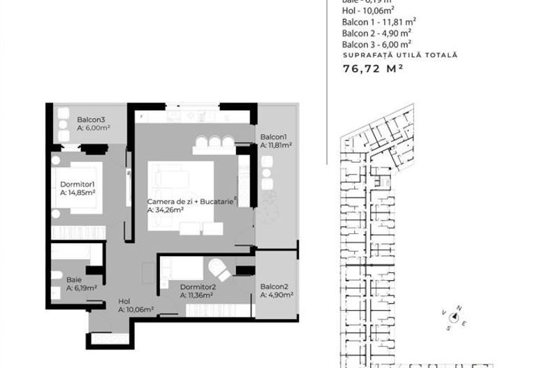 | Apartament cu 3 camere | Etaj intermediar | Cartierul Gheorgheni | - Poză 1