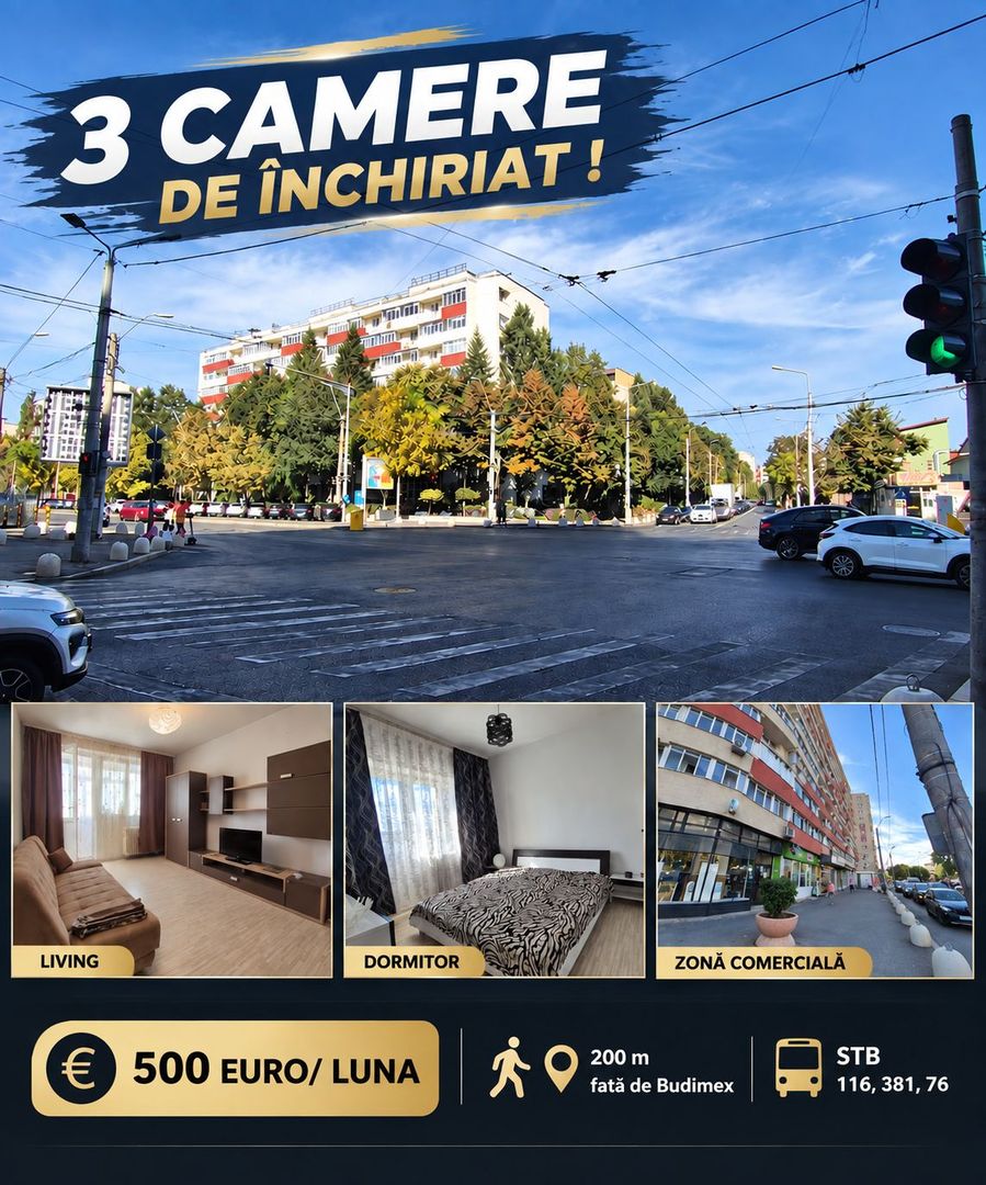 Apartament cu 3 camere de închiriat – zona Spitalul Budimex - Poză 1