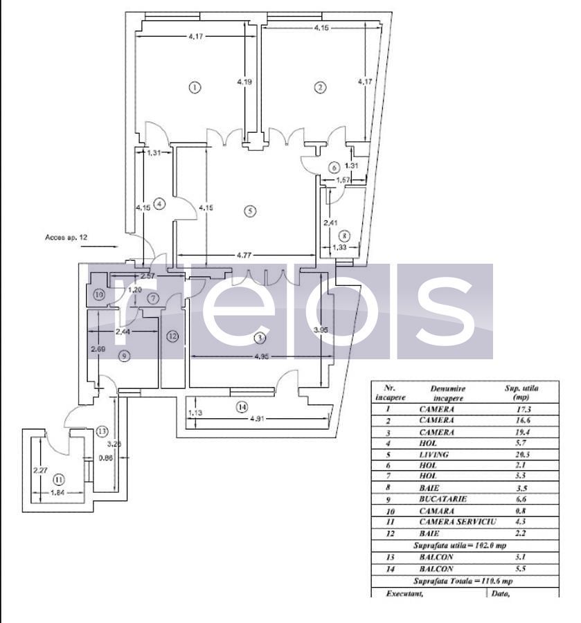 VANZARE APARTAMENT 4 CAMERE | PARCUL CISMIGIU | 102MP | VEDERE PARC - Schiță 27