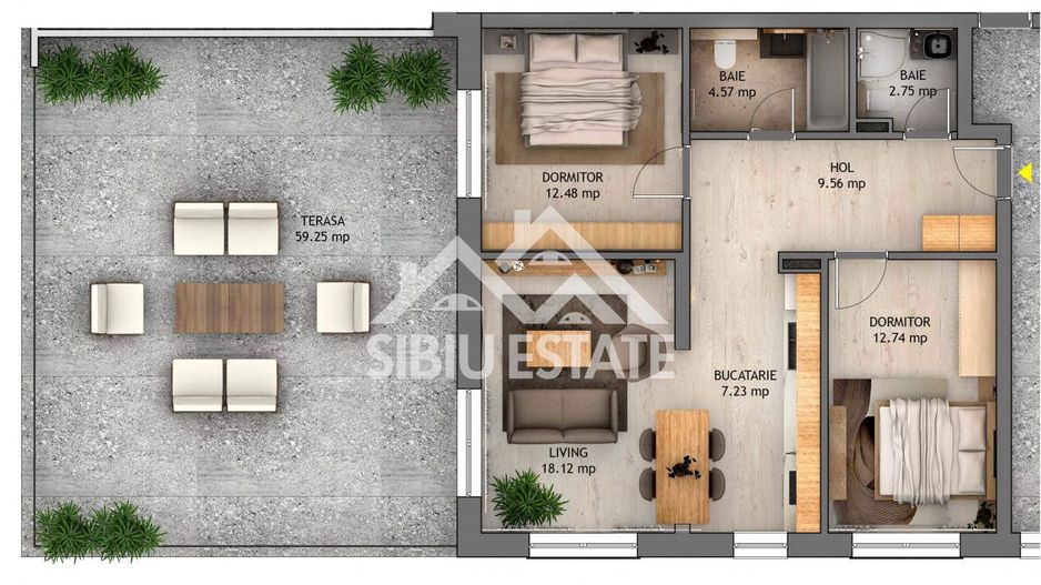 Apartament Penthouse 3 Camere, Finisat, Parcare Interioara,Comision 0 - Poză 1