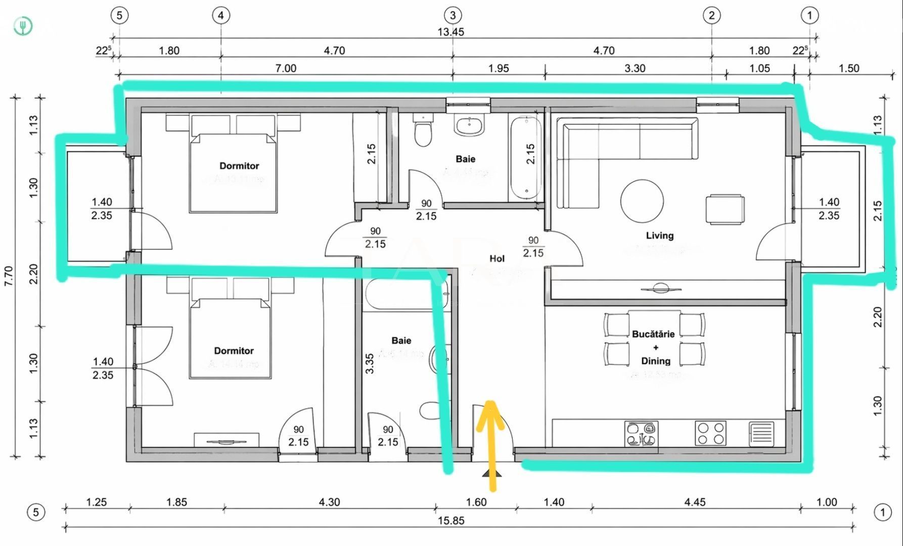 Apartament 2 camere, Florești, parcare inclusă. - Poză 7