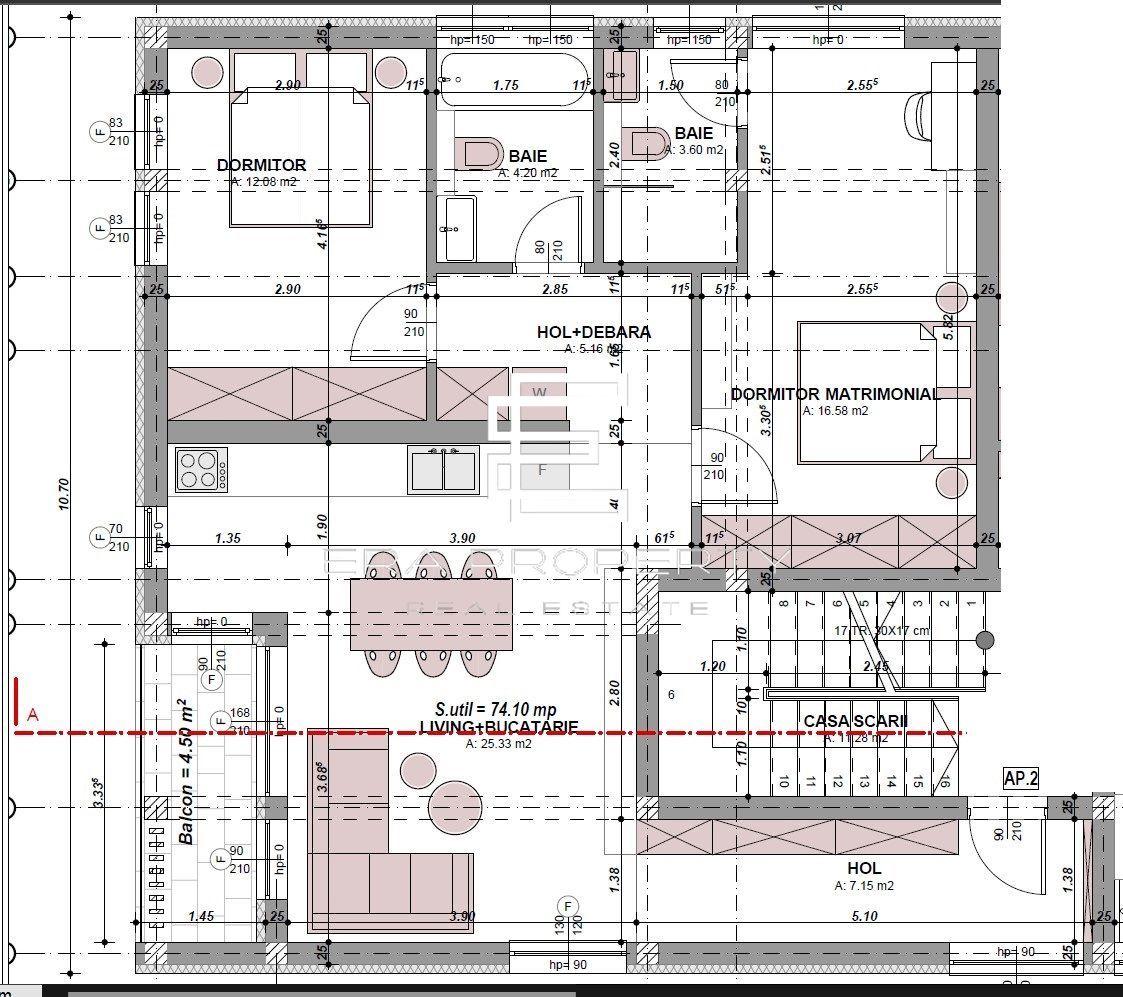 Apartament 3 camere /74 mp/finisaje premium/etaj 1/Cartierul Arhitectilor - Schiță 8