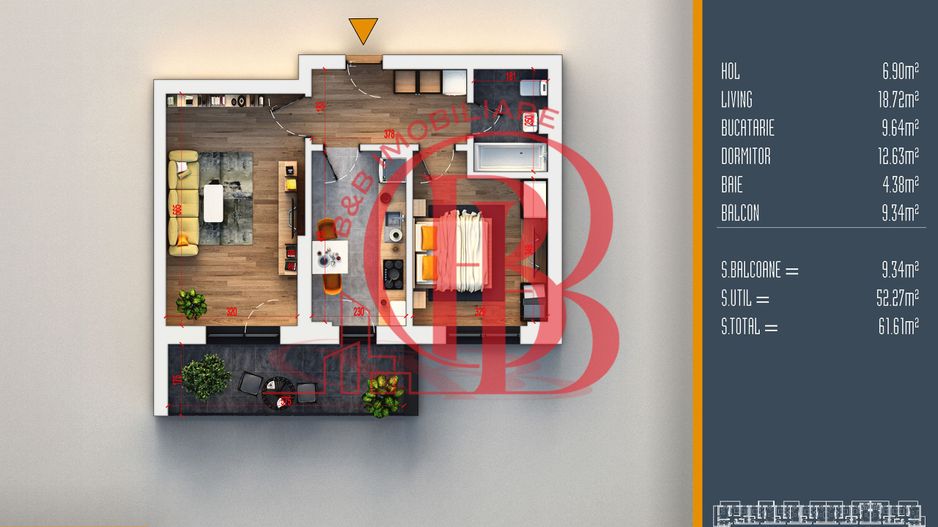 Oferta Lansare 2 camere proiect nou Pallady - Schiță 1