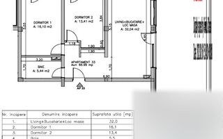 Apartament 3 camere si terasa de 84 mp cu vedere spre padure, Floresti - Schiță 10