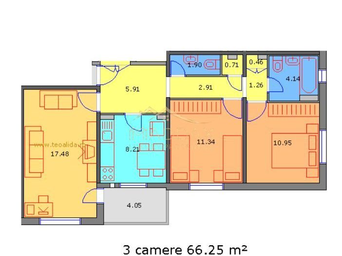 Apartament 3 camere // 70 mp // zona Dristor Kaufland - Schiță 19