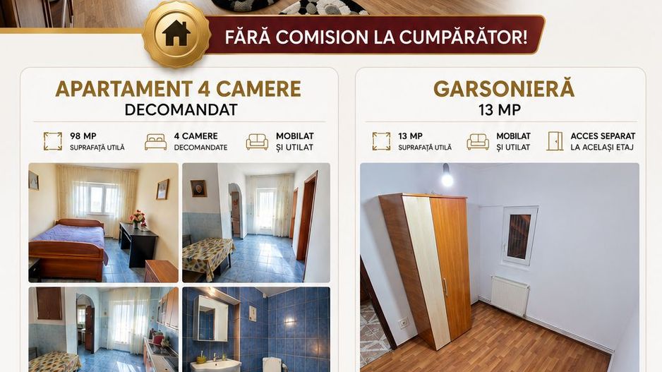Apartament cu 4 camere + GARSONIERĂ la același etaj – VASLUI, Zona CARTIER - Poză 1