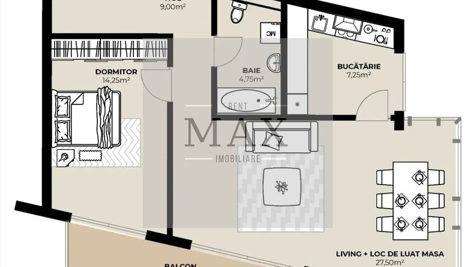 Apartament 2 camere de vânzare 62,75 mp Et.1 Mărăști Fabricii - Poză 1