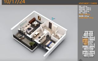Ap 2 Camere | 63 mp Total | Balcon 10,47 mp | Comision 0% - metrou Teclu - Schiță 7