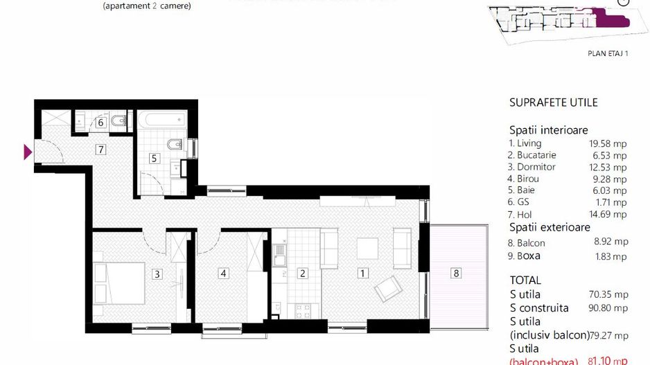 APARTAMENT 2 CAMERE+BIROU | PROIECT NOU | PREMIUM | STEFAN CEL MARE - Poză 9