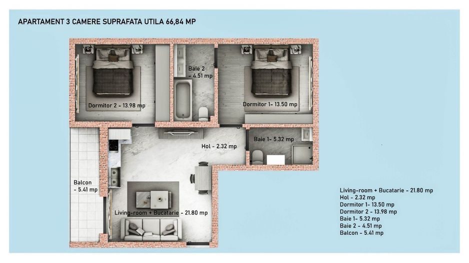 AP. 3 CAMERE - PRET OFERTA, FINALIZARE SEPTEMBRIE 2026 ,COMISION 0% - Poză 2
