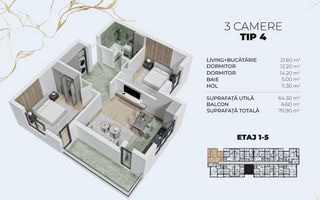 3 camere | Avans 5% | 124.550€ TVA inclus | Popesti | Biruintei - Poză 7