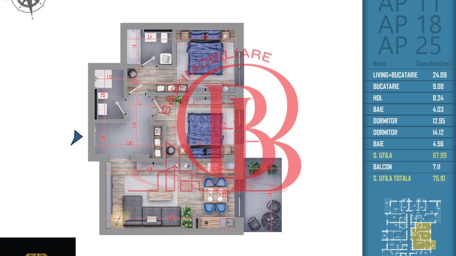 3 camere  finalizare rapida Titan -Pallady parcul Teilor - Schiță 14