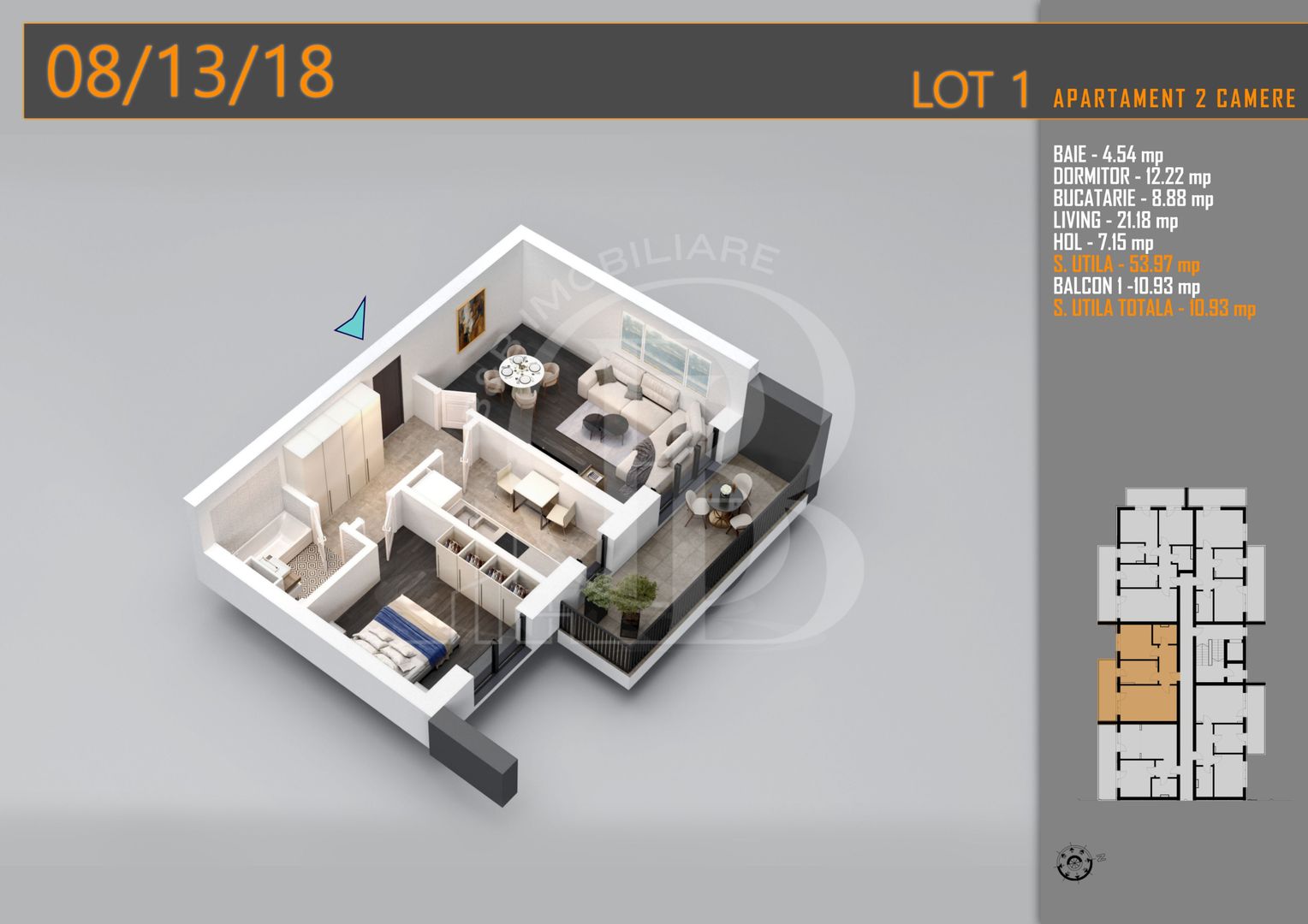 Apartament decomandat 2 camere -Titan Pallady Metrou Teclu - Schiță 2