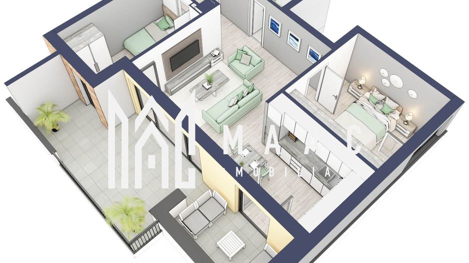 Apartament 3 camere | Balcon 22.2 mp | Etaj 3 | Turnisor - Poză 3