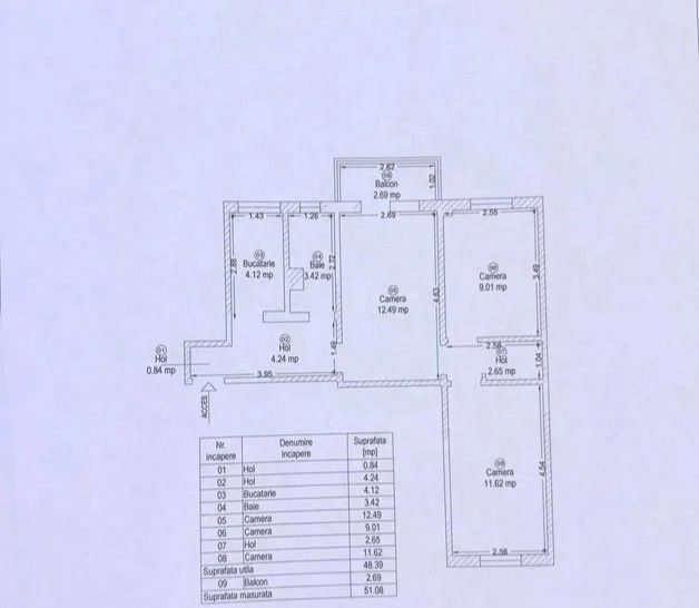 Dacia | 3 Camere | Etaj 1 - Schiță 7