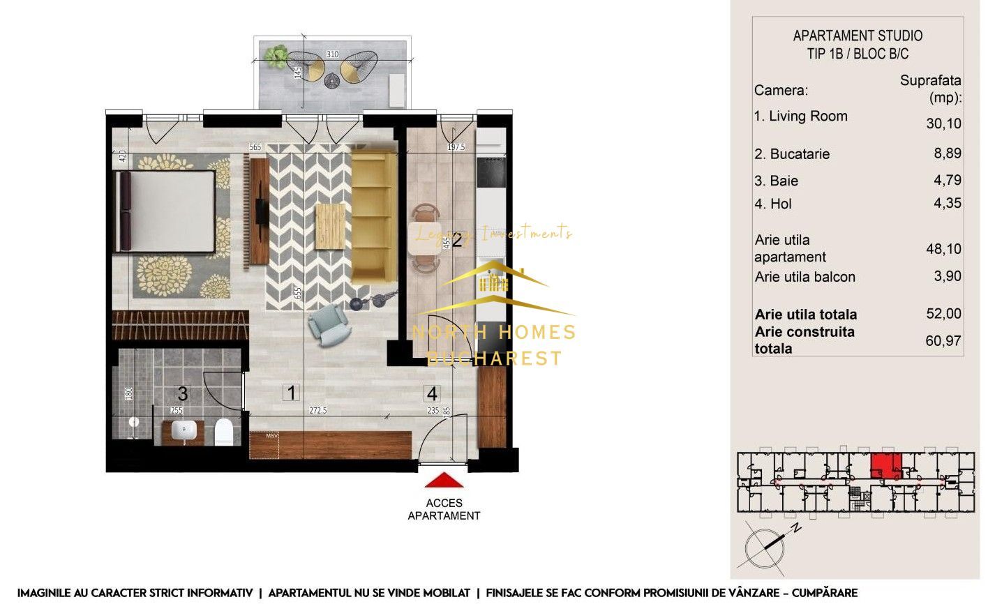 Garsoniera bloc nou, incalzire pardoseala - Metrou Sisesti, Comision 0 - Poză 4