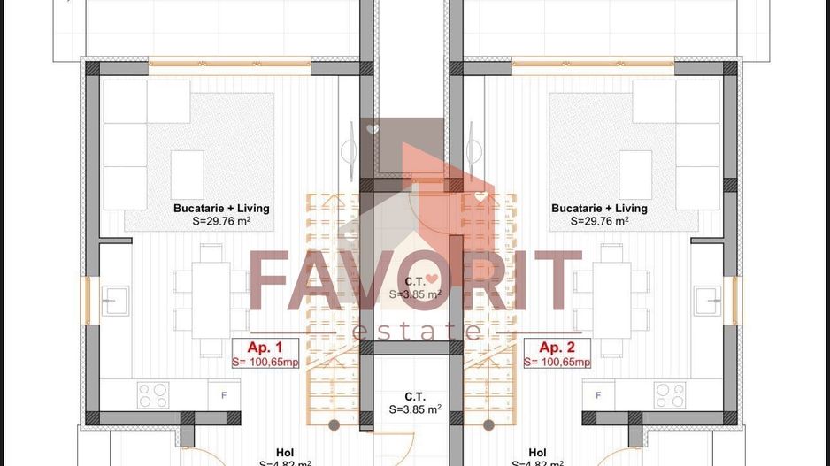 Duplex despartit prin CT | Toate utilitatile | Langa asfalt | Lidl - Schiță 15