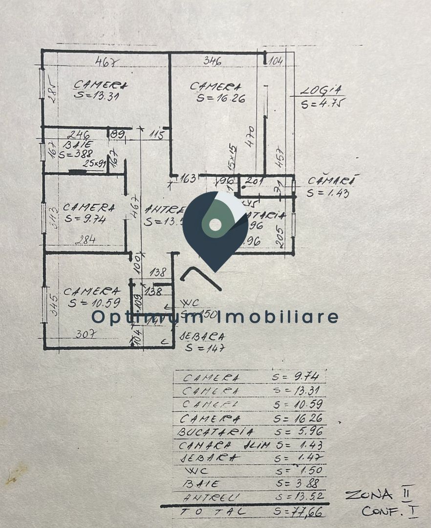 Apartament cu 4 camere in Manastur, renovat, 78 mp, zona Minerva ! - Schiță 19