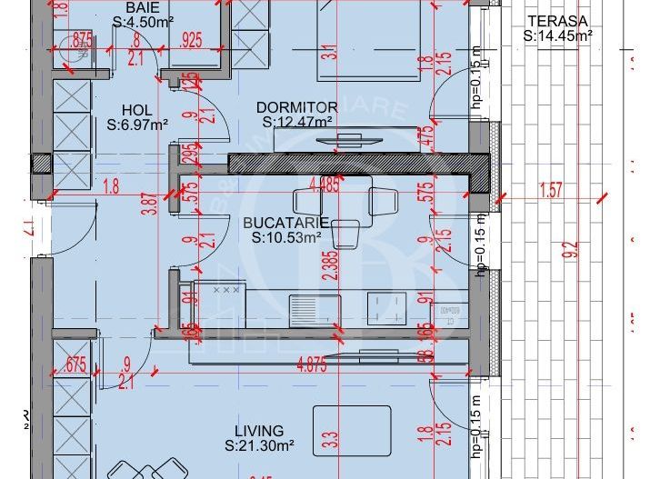 Apartament suprafata generoasa 2 camere cu Terasa Pallady - Schiță 3