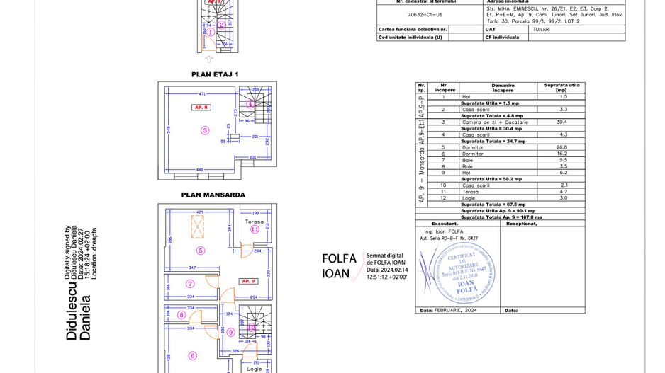 Apartament 9 – 4 camere – 107 mp – Parter + Etaj 1 + Mansardă - Poză 1