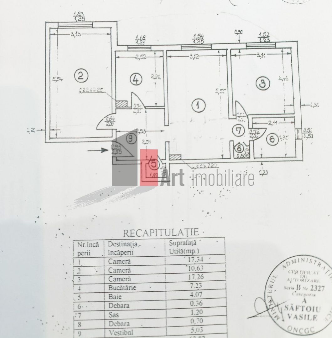 Apartament 3 Camere Rahova,  Centrală Proprie – Mobilat  Utilat parcare - Schiță 12