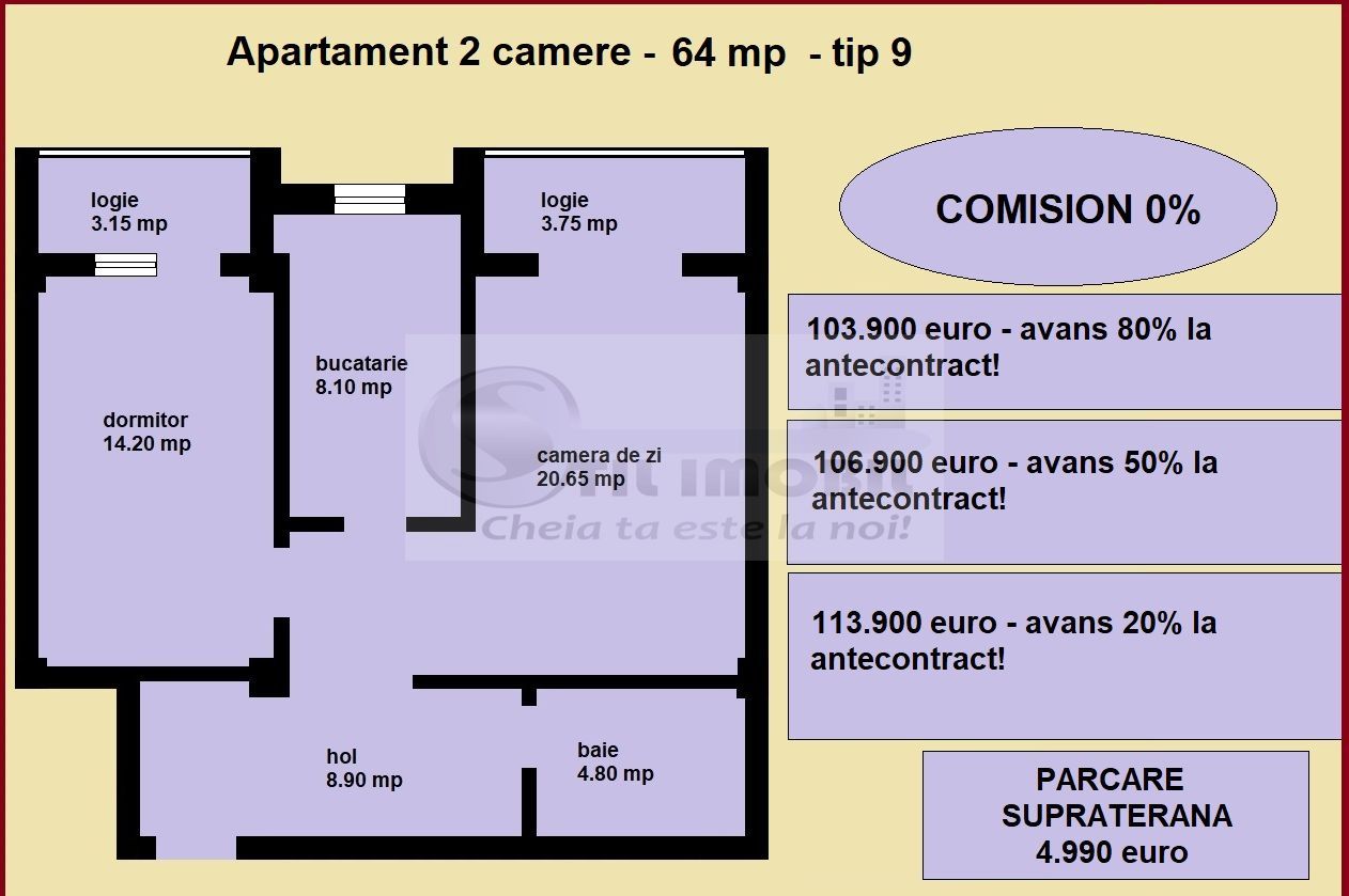 Apartament 2 camere nou de vanzare in Iasi Valea Lupului, bloc nou - Poză 2