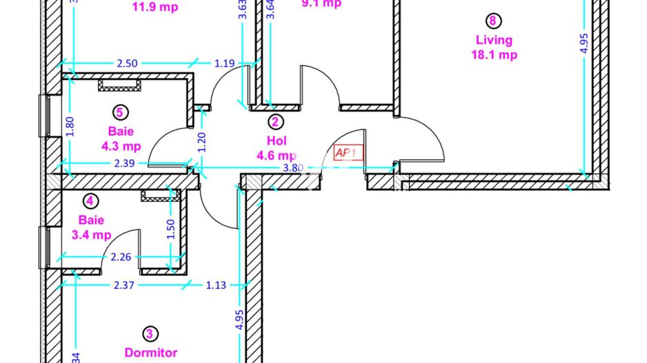 Apartament 3 camere cu bucatarie inchisa si gradina - Selimbar zona Lidl. - Schiță 4