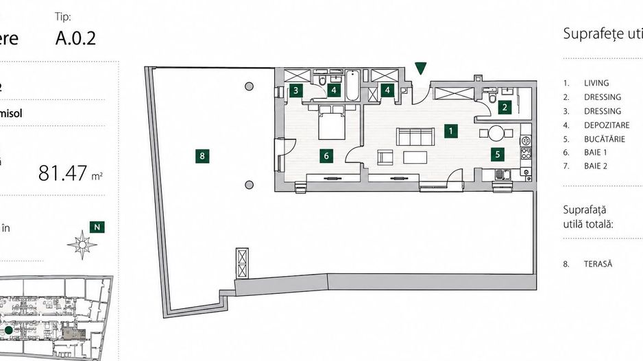 Apartament 2 Camere Premium | Curte 130 mp | Zona Centrală - Schiță 10