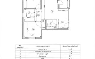 Apartament cu 3 camere de inchiriat, loc de parcare, zona Brancoveanu - Schiță 13