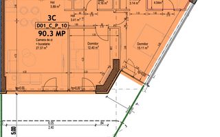 Apartament 3 camere cu gradina si view lac - One Lake District - Schiță 3