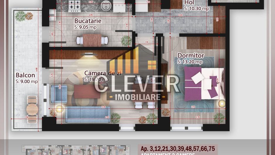 Metrou Nicolae Teclu | 2 camere decomandat | Comision 0% - Schiță 14