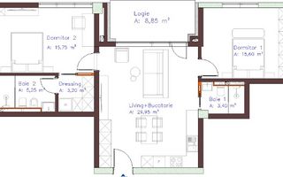 Apartament 3 camere 73mp semifinisat Piata Abator - Poză 1