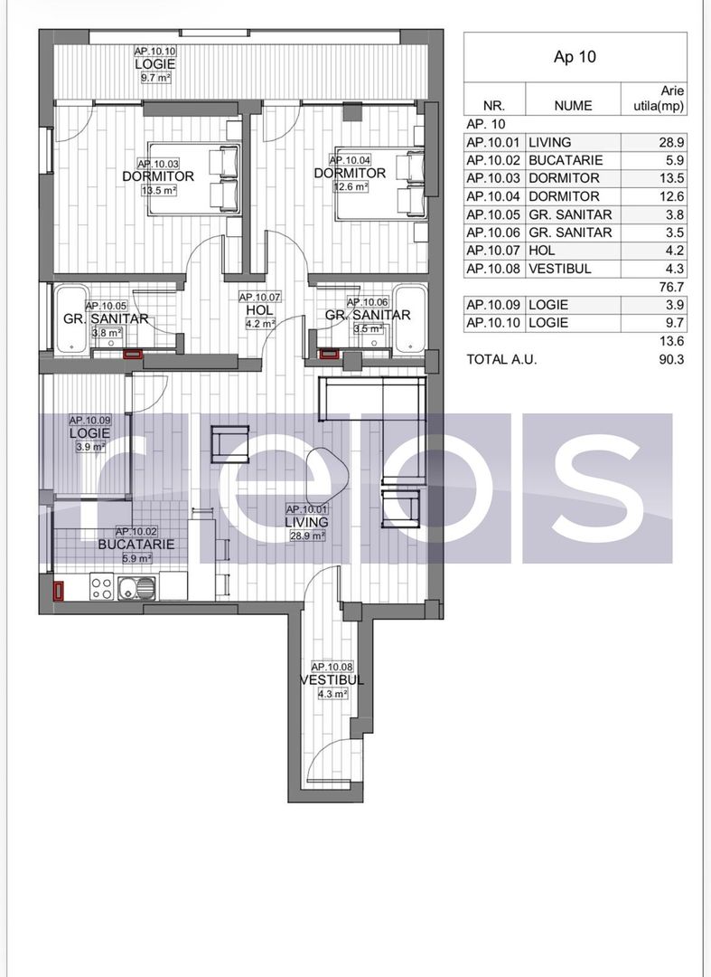 VANZARE APARTAMENT 3 CAMERE | LIZEANU | BLOC NOU | PARCARE | TERASA - Schiță 25