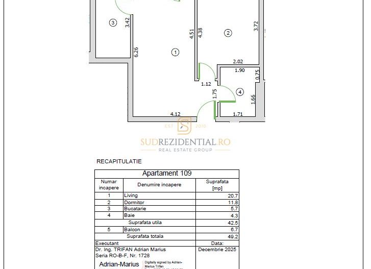 Apartament cu 2 camere, prima inchiriere, complet mobilat, Sector 5 - Schiță 8