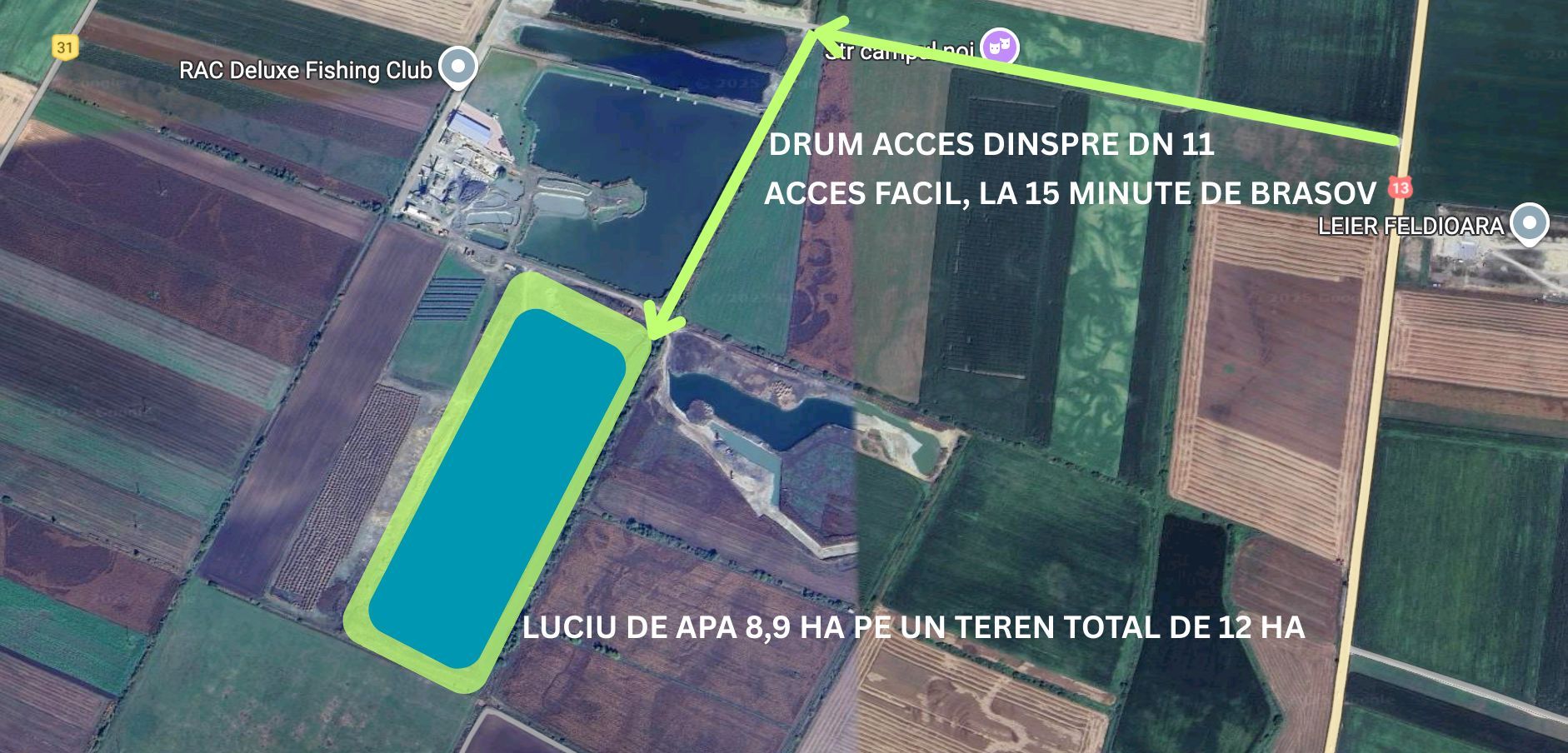 Lac de pescuit 9 ha, pe un teren intravilan de 12 ha, langa Brasov, COMISION 0% - Poză 1