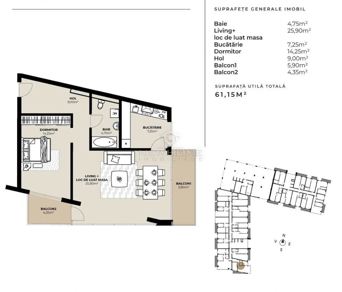 Apartament cu 2 camere Parcare,  zona Bulgaria-Marasti - Poză 3
