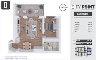 Apartament 2 camere premium - City Point Aviatiei  - Balcon generos - Poză 1